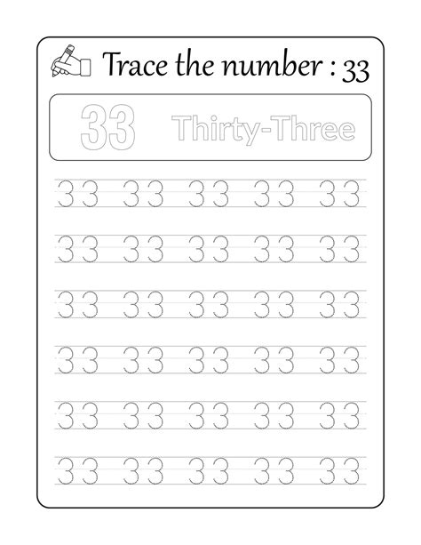 Trace the number 33. Number Tracing for Kids 10820906 Vector Art at ...