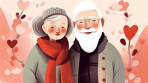 相互依靠的老年夫妻插画图片素材下载_jpg格式_熊猫办公