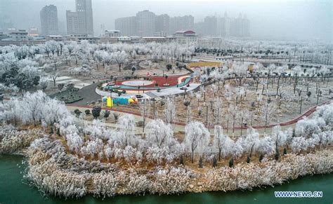 Rime scenery in Yuncheng City, north China