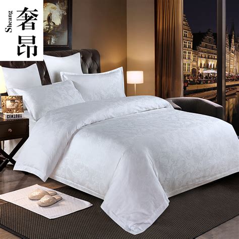 奢华欧式酒店床上用品套件美式简约北欧纯白色纯棉全棉床上四件套_虎窝淘