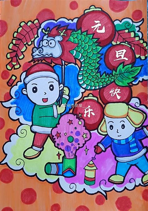 喜庆新年绘画,新年儿童画年画_大山谷图库