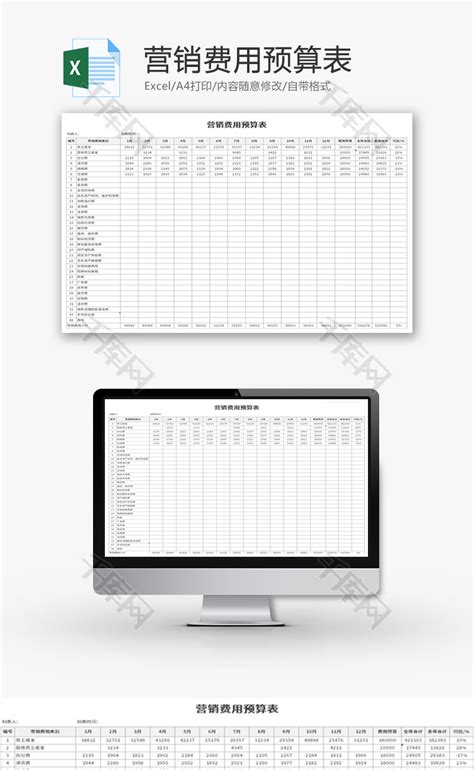 全年销售费用预算表Excel模版-椰子办公