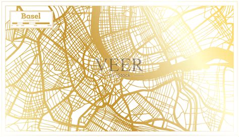 瑞士巴塞尔城市地图在复古风格中插画图片素材_ID:402032045-Veer图库
