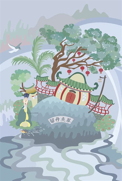 惠州特色建筑国潮插画,自然风景,设计素材,设计模板,汇图网www.huitu.com