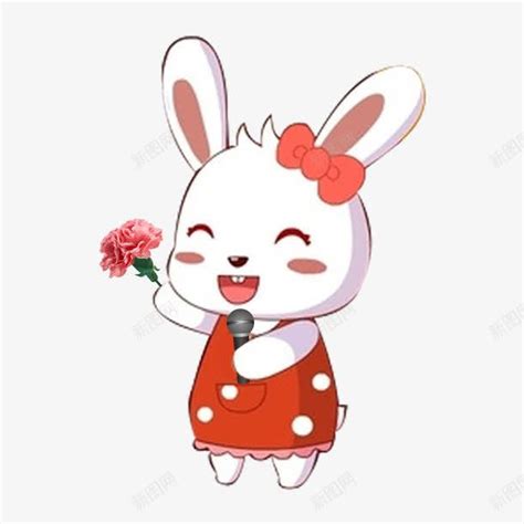 拿着花朵唱歌的小兔子png图片免费下载-素材7JQWgagWU-新图网