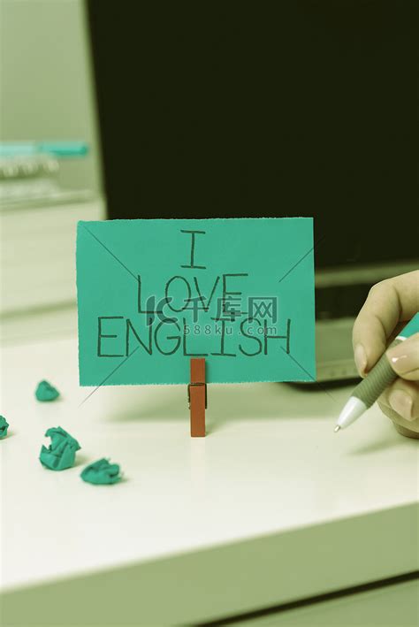 手写标志我爱英语。高清摄影大图-千库网