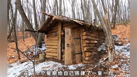 这个男人在森林里建造了庇护所，不但有一室一厅还有独立的桑拿房#野外生存 #野外建造 #解压