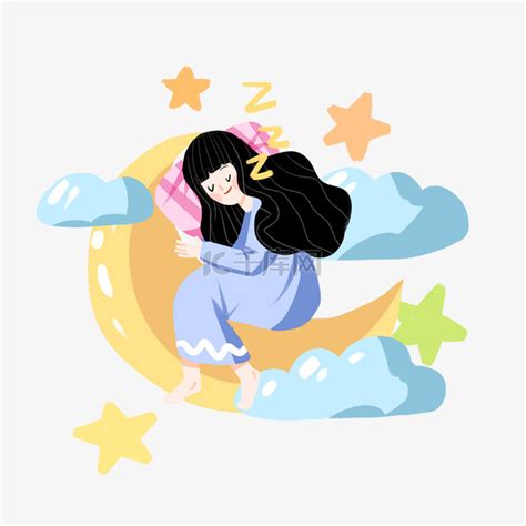 手绘世界睡眠日安然熟睡的女孩素材图片免费下载-千库网