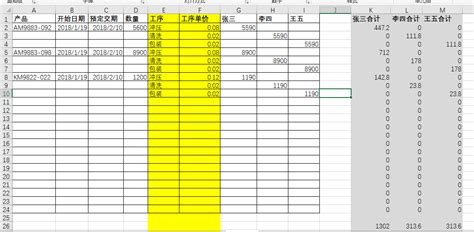 计件工资Excel模板，适用生产企业
