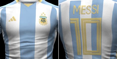 阿根廷2024年主场球衣谍照：经典蓝白配色+金色字体-直播吧