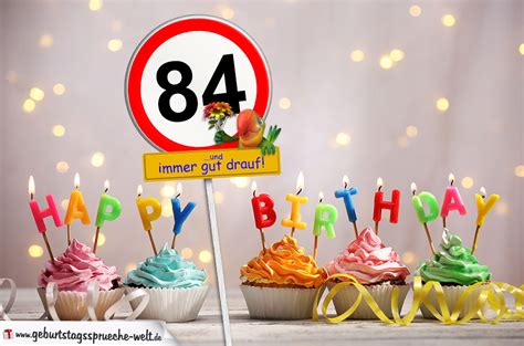 84. Geburtstag Happy Birthday Geburtstagskarte - Geburtstagssprüche-Welt