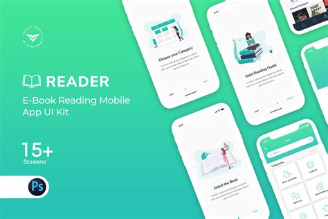 电子书小说阅读APP应用UI设计套件 E-Book Mobile App UI Kit – 设计小咖