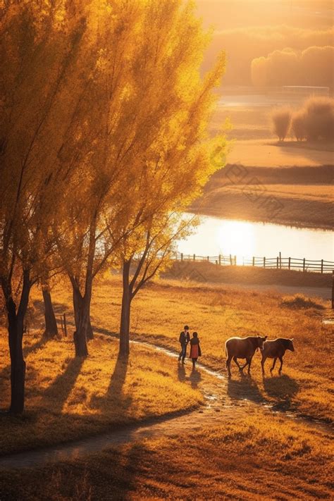 日落黄昏乡村的温暖氛围秋天高清图片下载-包图网