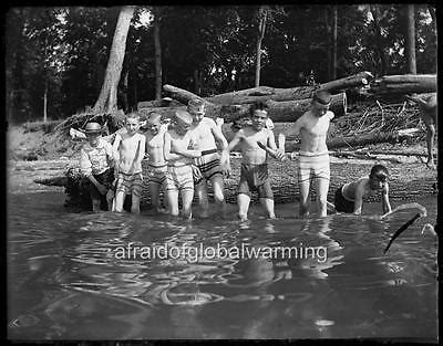 Photo 1889 Michigan "Boys Swimming by Hickory Island" | eBay