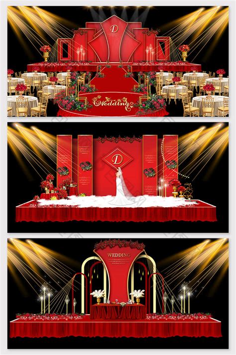 现代大气新中式红色婚礼效果图-包图网
