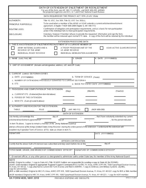 DA Form 4836 - Fill Out, Sign Online and Download Fillable PDF ...