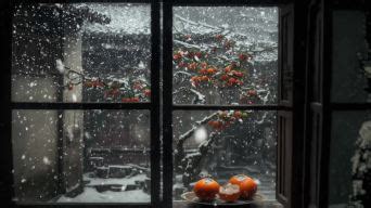 女孩和猫望着窗外的雪高清图片下载-正版图片502895075-摄图网