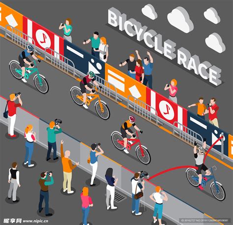 自行车比赛卡通插画设计平面广告素材免费下载(图片编号:9382589)-六图网