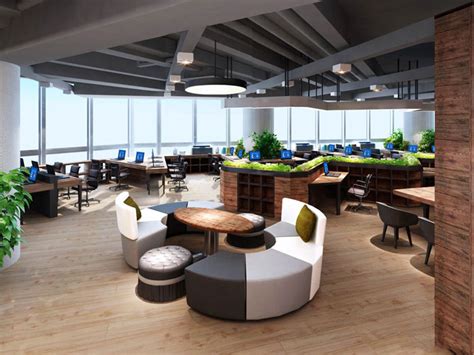 1050平方大型创意办公室装修设计案例效果图_岚禾办公空间设计
