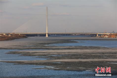 哈尔滨现“半江流水半江冰”-大河网