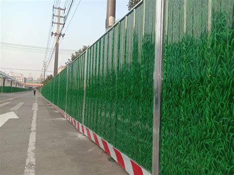 建筑施工围挡工地防护围栏蓝色铁皮栅栏工程PVC防护栏道路防撞栏