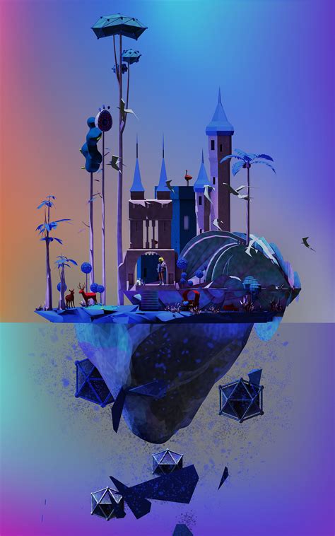 C4D 梦幻城堡 low poly风格|插画|创作习作|吖梨吖嘿 - 原创作品 - 站酷 (ZCOOL)