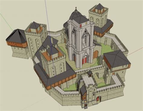 C4D欧洲城堡城墙建筑模型-C4D模型-菜鸟C4D
