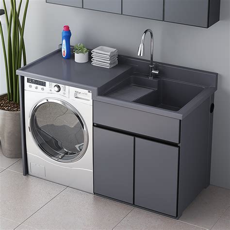 定制非标铝合金阳台柜洗衣机柜石英石台面可切角-阿里巴巴