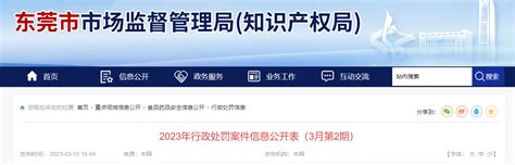 广东省东莞市市场监督管理局公开2023年行政处罚案件信息（3月第2期）-中国质量新闻网