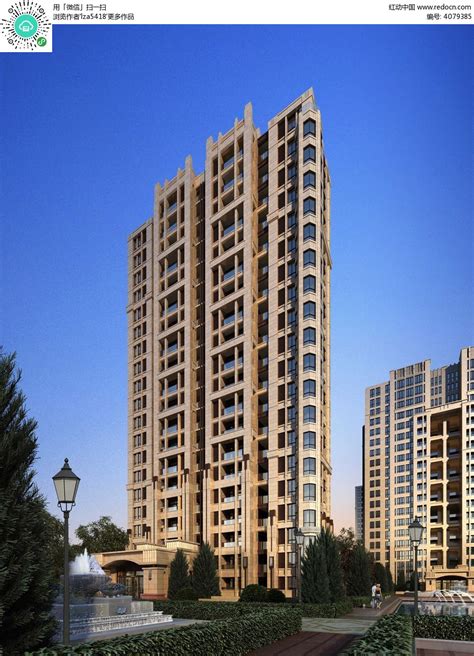 城市居住区内的多层住宅楼PSD素材免费下载_红动中国