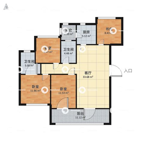 重庆市渝北区 金科天元道3室2厅2卫 113m²-v2户型图 - 小区户型图 -躺平设计家