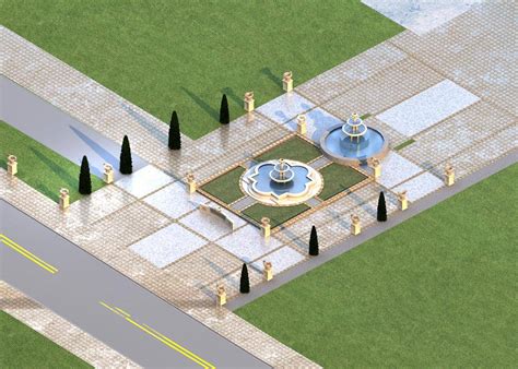 景观--喷水池3dmax 模型下载-光辉城市