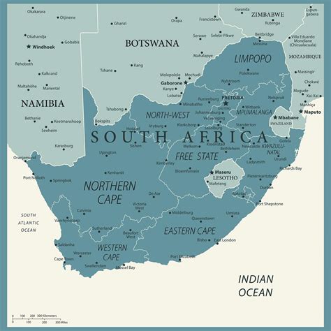 South Africa Main Cities Map