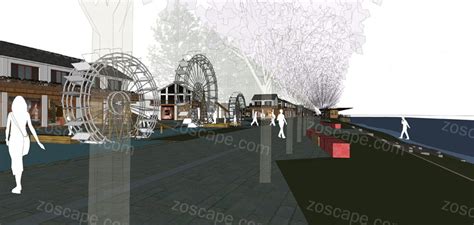 张家界湘西旅游古镇景观su模型下载_3D/SU模型_ZOSCAPE-建筑园林景观规划设计网