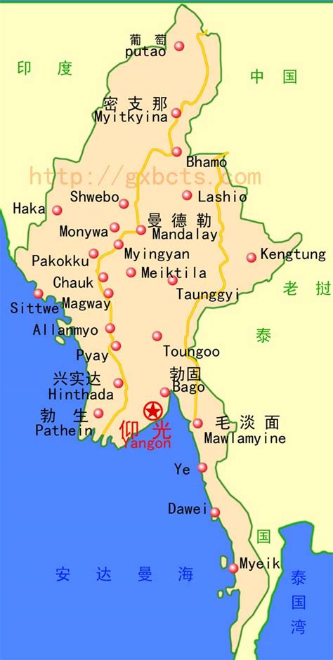 缅甸行政区划图图片
