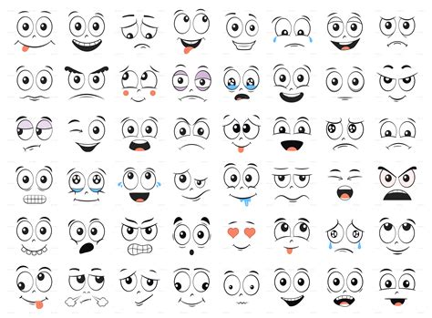 Cartoon face expressions, vector | Illustrations ~ Creative Market