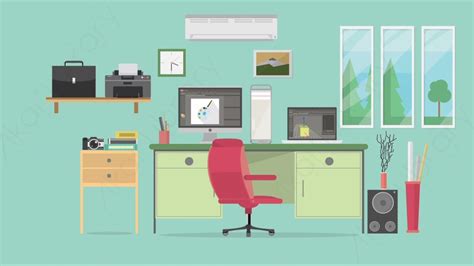 AE模板-Workspace - Animator工作区动画师室内MG扁平卡通动画背景场景-每天快乐多一点