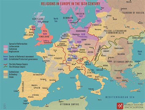Religions in Europe in the 16th Century (Illustration) - World History ...