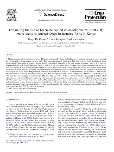 (PDF) Evaluating the use of herbicide-coated imidazolinone-resistant ...