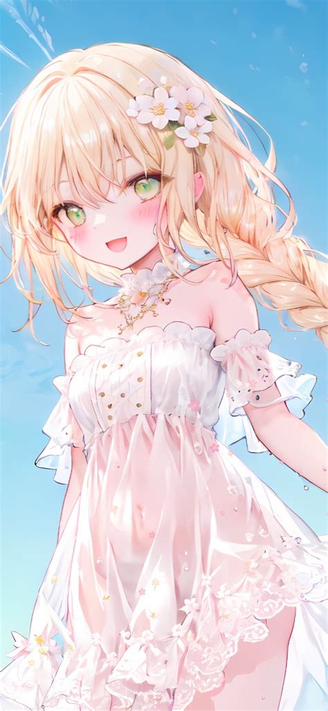 粉色风格羞涩动漫少女壁纸