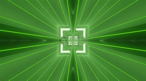 抽象的菲无尽3d插图光像幻象抽背景设计绿色cciFi门户以白方形中央和荧光线为心绿方隧道3d图片素材-正版创意图片307712824-摄图网