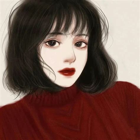 短发甜美女生插画头像