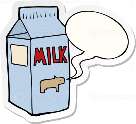 cartoon milk carton with speech bubble sticker 40082873 PNG