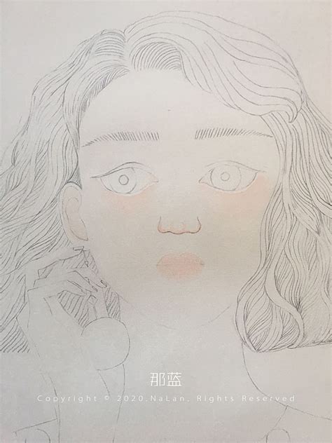 手绘甜美女生头像水彩画