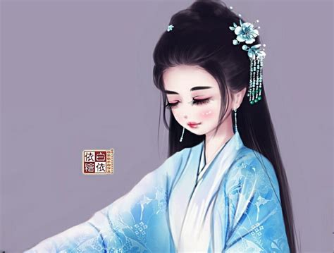动漫白蛇彩铅画图片