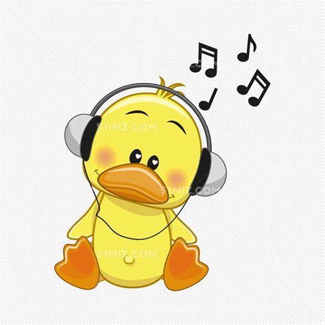 卡通听音乐的鸭子矢量图片素材免费下载 - 觅知网