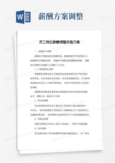 员工岗位薪酬调整实施方案Word模板下载_熊猫办公