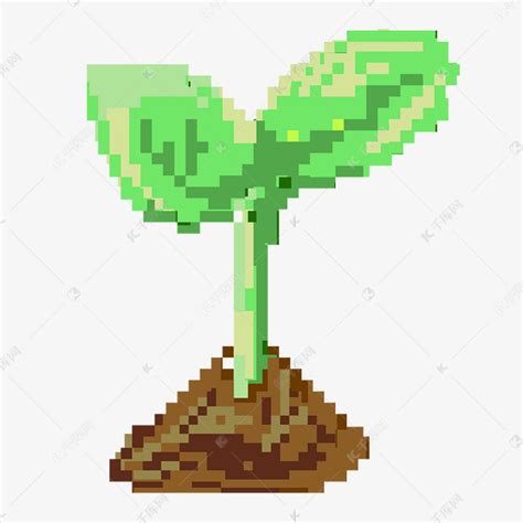 绿色嫩芽植物像素画素材图片免费下载-千库网