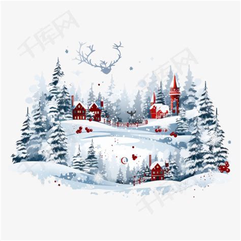 圣诞节下雪街景插画图片-包图网