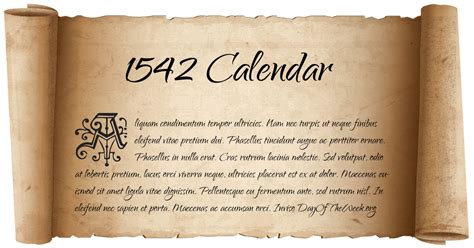 1542 Calendar: What Day Of The Week